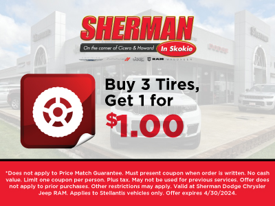Buy 3 tires, Get One for $1.00